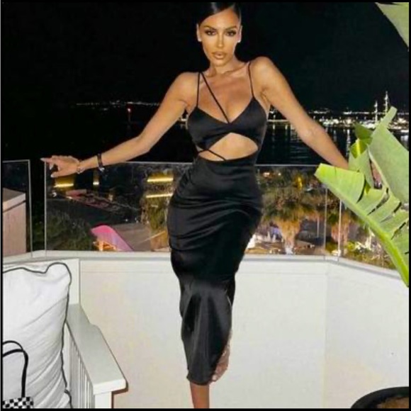 ZARA satin cutout dress black - medium - Picture 1 of 4